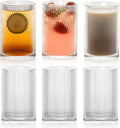 Vintage Ribbed Glassware Set: 6pcs 16.9oz XL Drinking Glasses, Fluted Ripple by Polishyourdreamlightupthefuture
