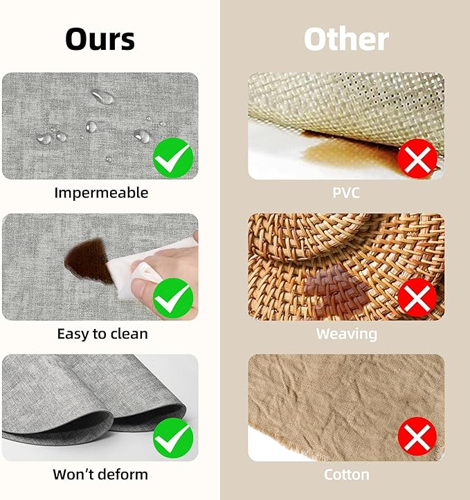 15 inch Faux Leather Round Placemats Set of 4 Non-Slip Washable Wipeable Table Mats, Heat Resistant Waterproof Oilproof Place Mats for Kitchen, Dining, Party, Indoor, Outdoor Beige