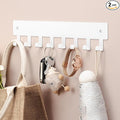 pickpiff Key Holder Wall Mount, Adhesive Key Rack with 8 Hooks Hanger for Car Key Ring, Metal Key Chain Organizer, White 1 Pack