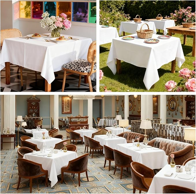 8 Pack White Square Tablecloth 60x60 Washable Polyester Table Cloth for Square or Round Tables, Wrinkle Resistant Fabric Decorative Covers for Dining Party Banquet Buffet and Wedding