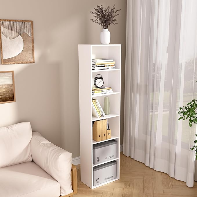 Wooden 6 Cube Storage Organizer, White 6 Cube Storage Shelf, 6 Tier Closet Organizers Storage Cubes Display Cubby, Versatile Cubes Open Bookshelf and Cubby Organizer for Any Space 15.7inch