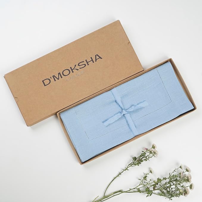 D'Moksha Homes Linen Powder Blue Table Runner 84 Inches Long - Image 6