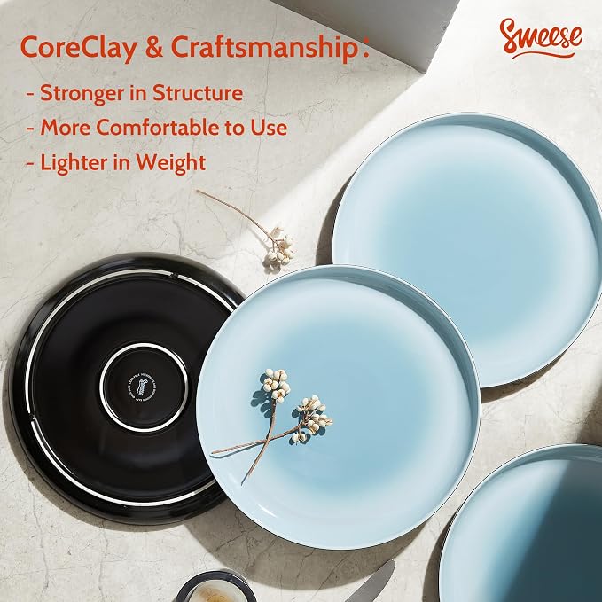 Sweese Porcelain Dinner Plates Set of 6, 10 Inch Lightweight Round Dish Set - Image 6