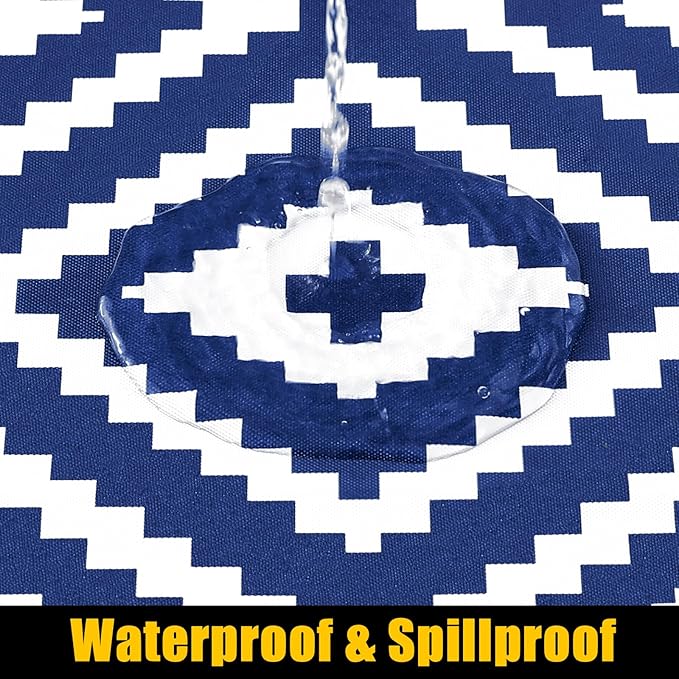 Smiry Rectangle Table Cloth Cover, Waterproof Elastic Fitted Picnic Tablecloth for 6 Foot Tables, Wipeable Flannel Backed Vinyl Tablecloths for Camping, Dining, Outdoor (Navy, 30" x 72")
