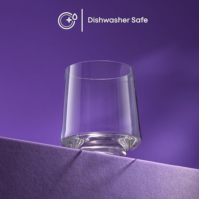 JoyJolt Sidney Double Old Fashioned Glasses Set of 4 | 11.5 oz Rocks Whiskey Glasses for Bourbon Scotch Cocktail Cognac Vodka | Home Bar Lowball Glass Tumblers | Premium Crystal Barware Made in Europe