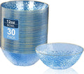 30 Pack 12 Ounce Blue Plastic Bowls Hammered Clear Bowl by I00000