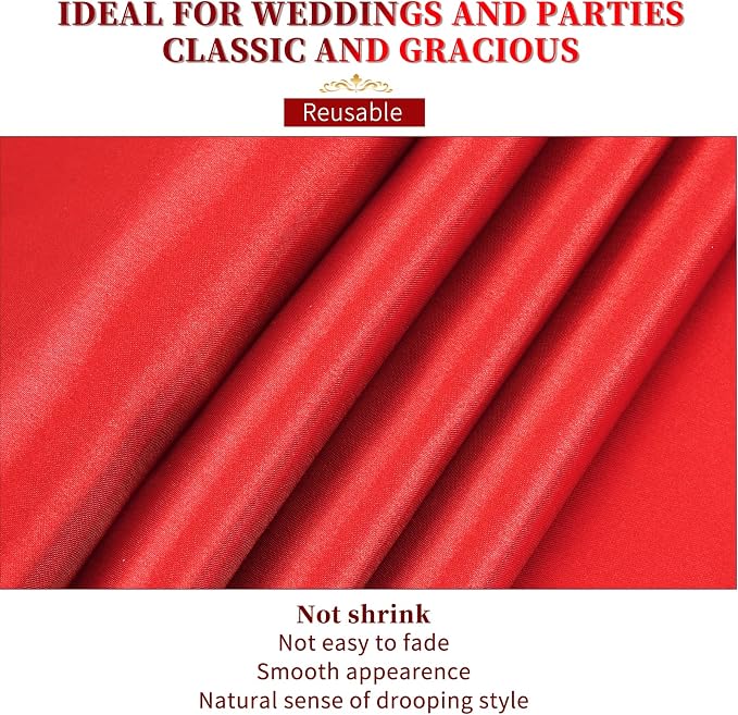 20-Pack Red 12 x 108 inches Long Premium Satin Table Runner | Wedding, - Image 4