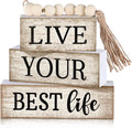 Moucuny 4 Pcs Farmhouse Table Decor Inspirational Wooden Signs Rustic Beaded by Moucuny