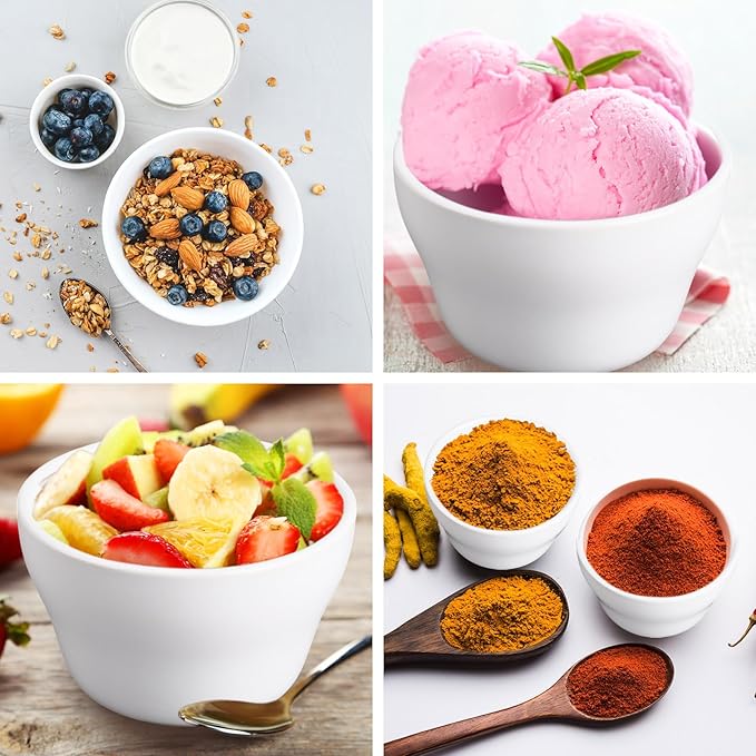Suclain 30 Pack 8 oz Porcelain Bowls Set Porcelain Soup Cups Small Dessert Bowls Soup and Dip Bowls for Ice Cream Dessert Sauce Dipping Salads Cereal Rice, Microwave and Dishwasher Safe, White