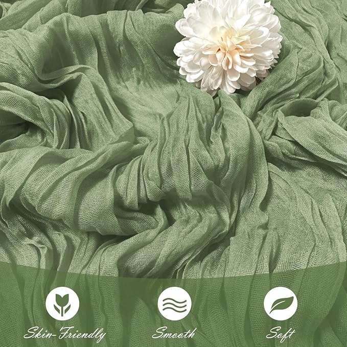 30 Pack Sage Green Cheesecloth Table Runner 17 x 108 inch Cheese Cloth Table - Image 5