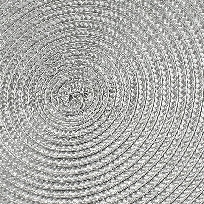 AHHFSMEI Round Braided Placemats 15 Inch Round Table Mats for Dining Tables Natural Woven Heat Resistant Place mats Set of 6 (Grey B)
