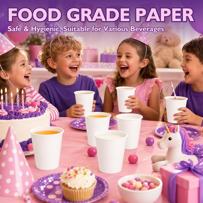 8 oz White Paper Coffee Cups, Disposable Hot Cups - Image 3