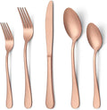 LIANYU 20 Piece Matte Copper Silverware Set, Stainless Steel Copper Flatware by LIANYU