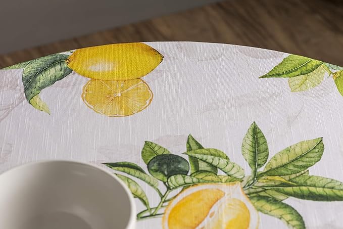 Maison d' Hermine Table Cloth Round Table 100% Cotton 69 Round Inches Tablecloth Reusable Decorative for Dining Room Farmhouse Home Valentines Day Decorations Spring Summer - Limoncello