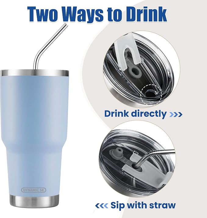 D·S 30oz Blue Tumbler Double Wall Vacuum Insulated Travel Coffee Mug | Double - Image 3