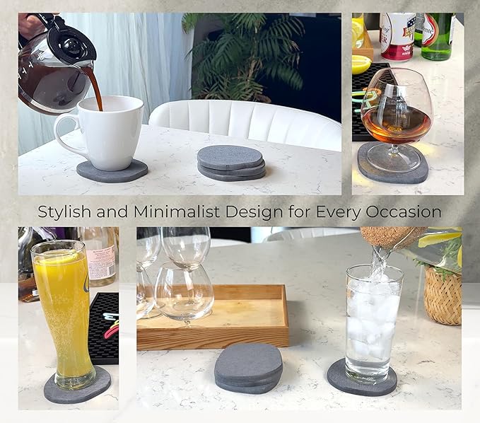 Stone Coasters Slate Set of 4, Absorbent Diatomaceous Earth Coasters - Image 6