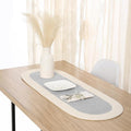 Encasa XO Dining Table Runner, Handmade Ribbed Cotton 12"x36" Light Grey & Off by EncasaXO
