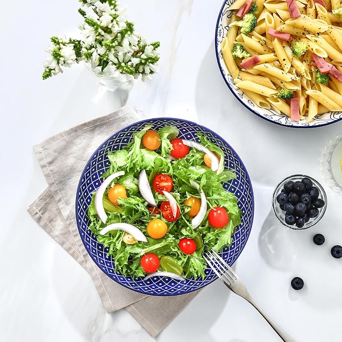 Selamica Ceramic Pasta Bowls Set of 4, 34 OZ Salad Bowls, 8.6 Inch Wide and - Image 5