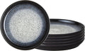 Denby - Halo Coupe Dinner Plates Set of 6-10.25 Inch Reactive Glaze, Dishwasher Microwave Oven Safe - Scratch Chip Resistant - Grey, Black Large Ceramic Stoneware Dinnerware Plates Set
