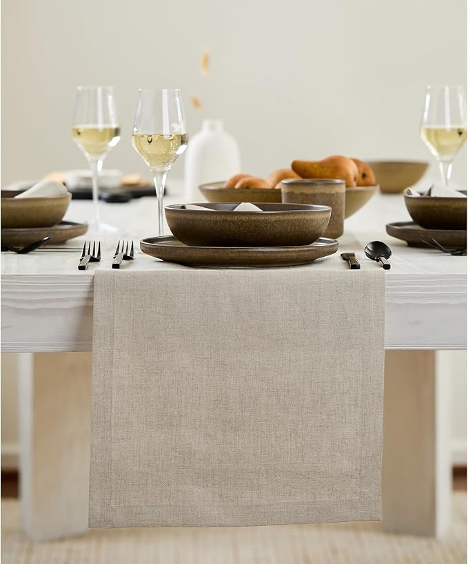 Solino Home 100% Pure Linen Table Runner Natural Long, Fete 14 x 156 in | Table by SolinoHome