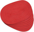 Noctiflorous Oval Braided Placemats Set of 8 Woven 12x18 Inch Non Slip Washable Heat Resistant Place Mats Round Tablemats for Dining Kitchen Party Daily Table Decor Dinner Mats (Red Shine, 8)