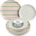 Trendables Heavy Duty Paper Plates Set For 16 Guests - 16 Each Of 8-inch And 10-inch Disposable Plates For Party - Fancy 32 Piece Dinnerware Set For All Occasions | Floral Design, Folk