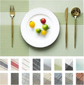 Placemats Set of 4 Vinyl/Plastic Woven Place Mats for Kitchen Table Indoor/Outdoor Washable Placemat Wipeable Dining Table Mats (Green Cube,4)