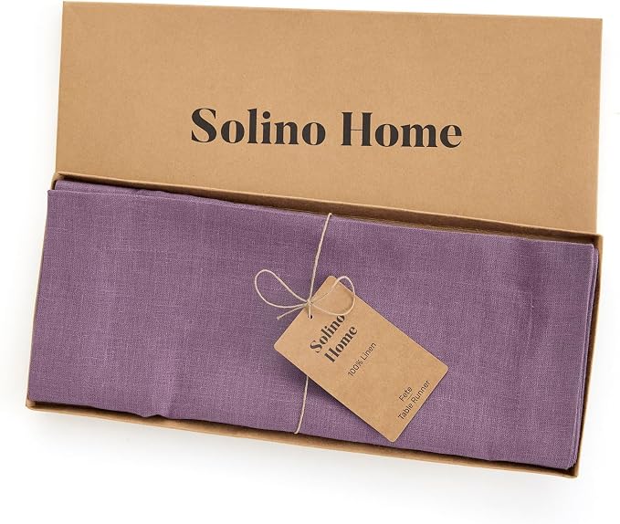 Solino Home 100% Pure Linen Table Runner Mulberry Woven, Fete 14 x 72 in | - Image 6