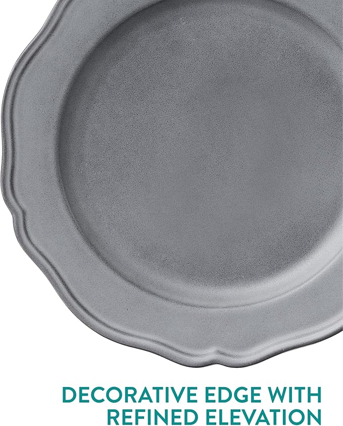 Navaris Scandi Style Porcelain Dinnerware Set - Ceramic Crockery Sets for 6 - Stackable Dishes with Dinner and Salad Plates Cereal Bowls - Dishwasher & Microwave Safe - 18pcs Grey