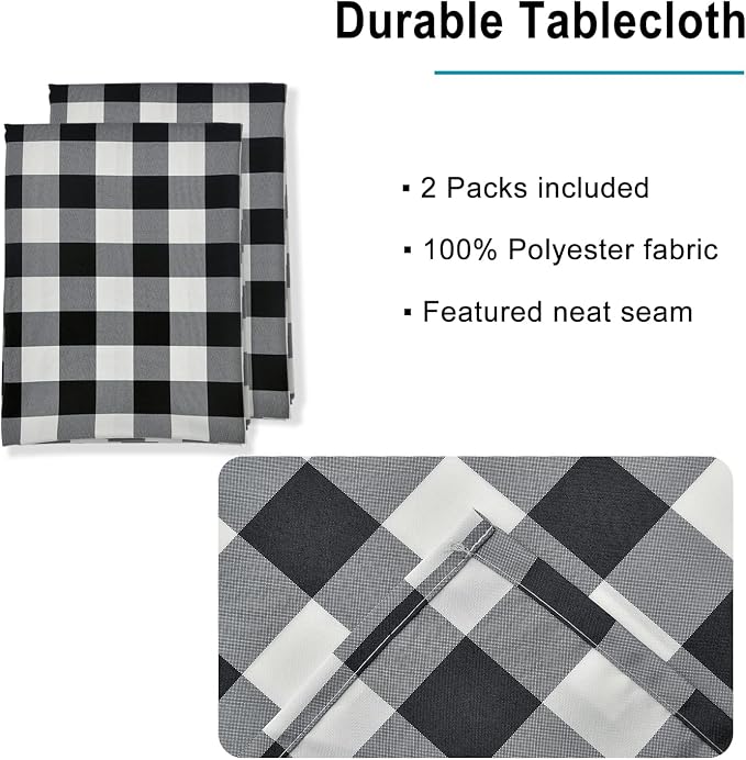 Buffalo Plaid Tablecloth 2 Pack, 60 x 102 inch, Stain and Wrinkle Resistant - Image 3