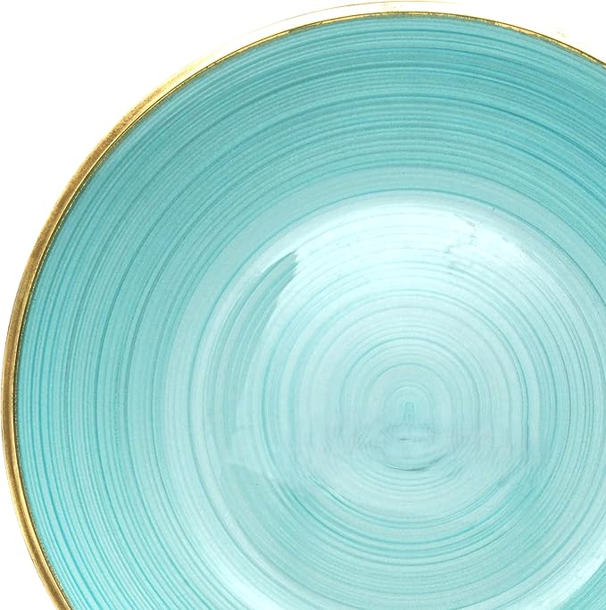 " OCCASIONS " 240 Plates Pack,(120 Guests) Premium Wedding Party Disposable Plastic Plates Set -120 x 10'' Dinner + 120 x 7'' Salad/Dessert (Belize, Aqua & Gold)