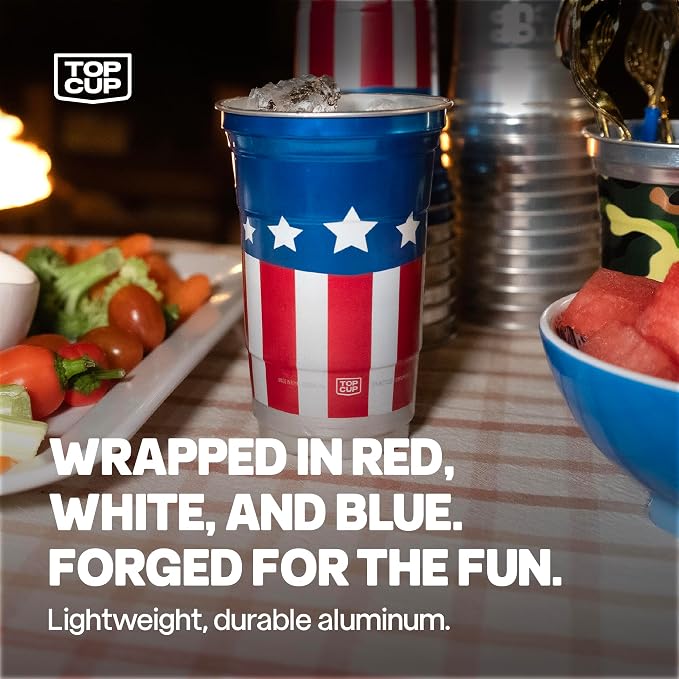 Top Cup Americana Cup | 20 oz Reusable Aluminum Party Cups 20 Count | Durable - Image 8