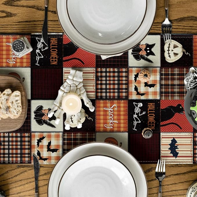 Artoid Mode 210 GSM Halloween Table Runner 13x120 Inch Home Party Decor | Black - Image 3