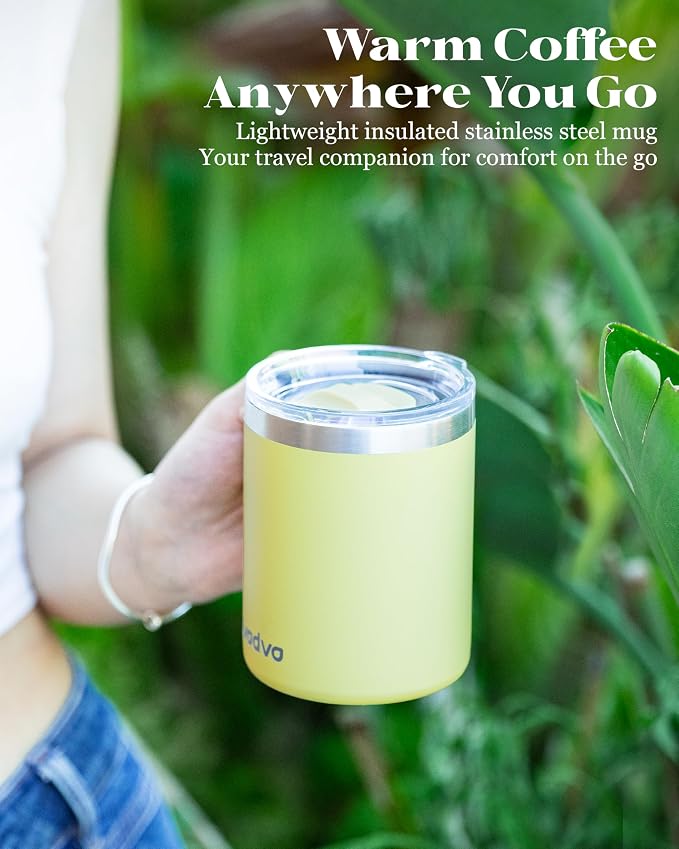 12oz Insulated Coffee Mug with Lid – Includes Two Lids, Stainless Steel Coffee - Image 9