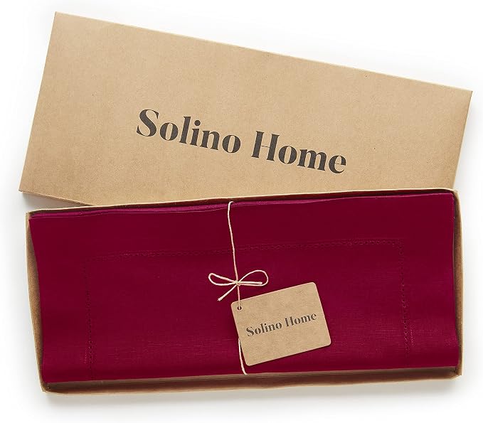 Solino Home Cotton Linen Table Runner Red, Hemstitch Collection 14 x 72 in | - Image 4