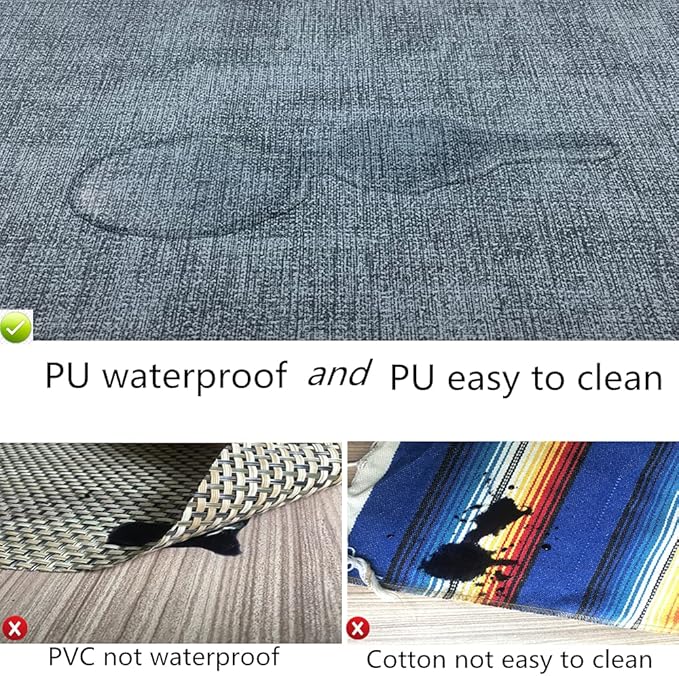 WAZAIGUR Waterproof Easy to Clean Non-Slip Heat Resistant Thick Faux Leather Placemats for Dining Table Set of 8,Navy Blue