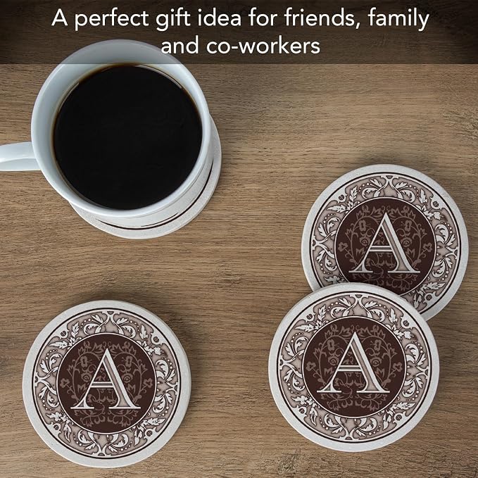 Thirstystone Monogram Letter Absorbent Sandstone Coaster 4-Pack | Manufactured - Image 6
