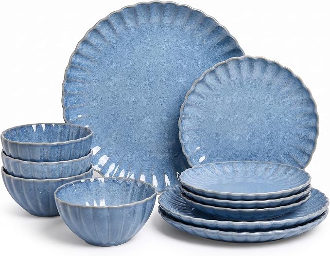 12 Pieces Stoneware Dinnerware Set, Microwave and Dishwasher Safe, by Sango