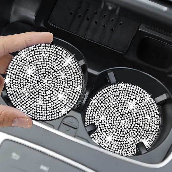 4 Pack Bling Car Coasters, Car Cup Holder Coaster, Rhinestone Coaster - Image 2