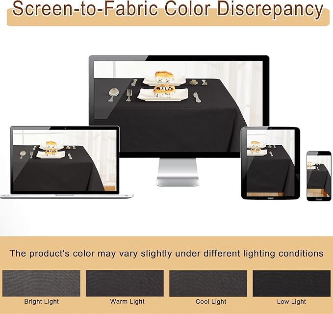 JIUZHEN Rectangle Tablecloth Linen Textured Wrinkle Stain Resistant Farmhouse Table Cloth Decorative Fabric for Kitchen, Dining, Party, Wedding,Outdoor Use,54 x 80 Inch,Black