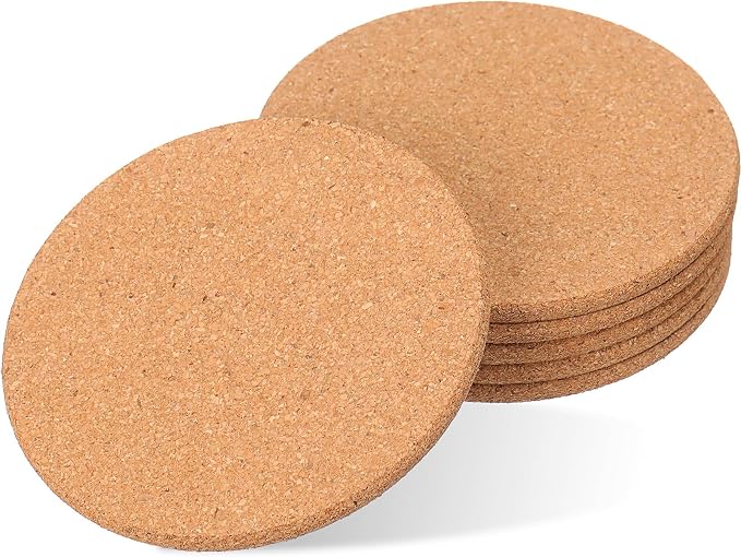 Boao 6 Pcs 4 Inch Round Absorbent Cork Coasters Wooden Cork Plant Coasters - Image 2
