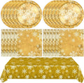 41Pcs Winter Snowflake Party Decorations Snowflake Tableware Set Golden Winter by Mainivo