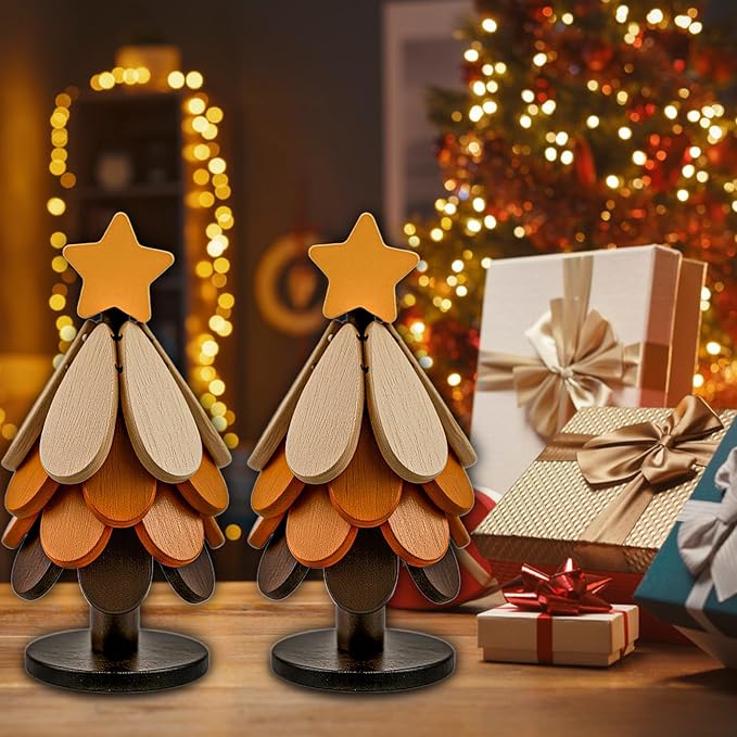 Wooden Trivets for Hot Dishes, Wooden Tree Trivet Set, Natural Tree Trivet Set - Foldable Wooden Tree Coasters for Kitchen Counter, Hot Pots and Pans, Heat Resistant Table Protectors