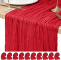 Pesonlook Cheesecloth Table Runner Red, 10 Pack 17.7x108 inch, Long | Rustic by Pesonlook