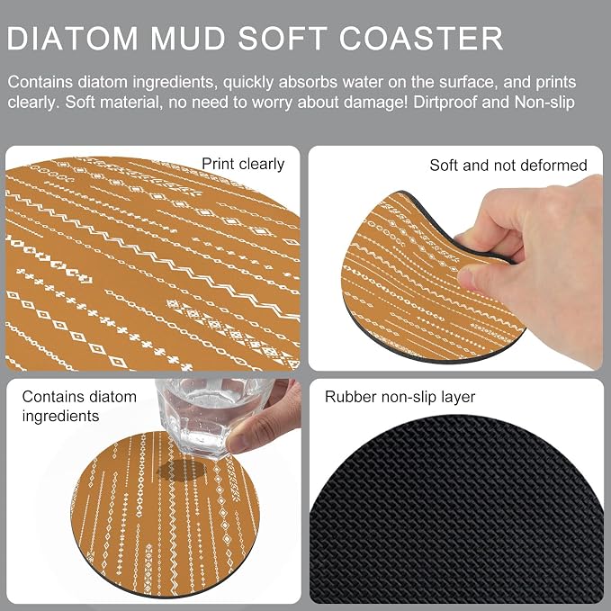 Vintage Simple Coasters Set of 6 Absorbent Coasters - Image 5