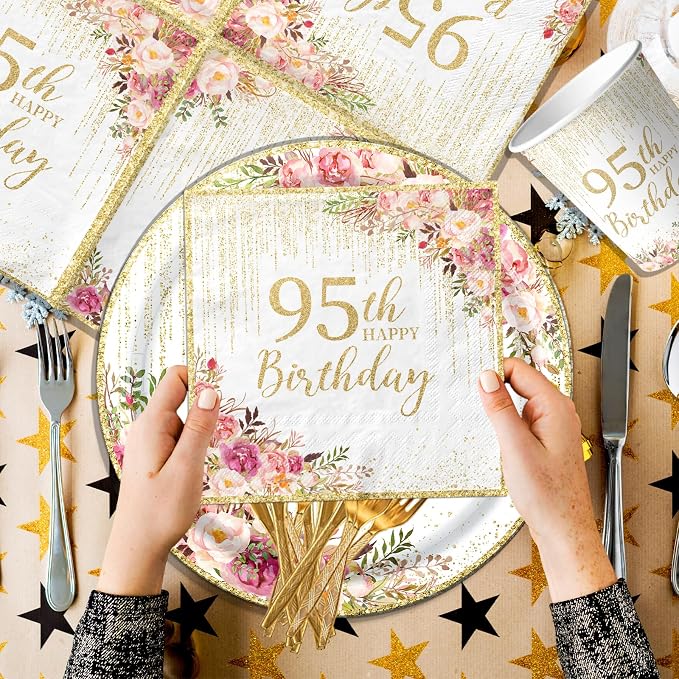 95th Birthday Party Tableware, Tablecloth, 95 and Fabulous Banner, 95th - Image 5