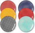 DOWAN 10" Colorful Dinner Plates Set of 6, Ceramic Dessert Plates Set for Salad, Pasta, Steak - Appetizer Plates, Dining Serving Plates for Parties, Restaurant - Dishwasher & Microwave Safe - Gifts