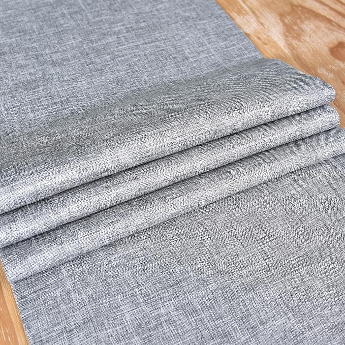 NEWISHER Farmhouse Rustic Faux Linen Solid Grey Table Runner 13x72inch | Grey - Image 5