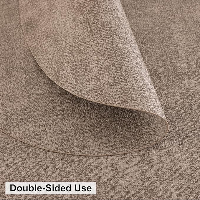 homing Round Faux Leather Placemat and Coaster 4 Packs, Washable Heat Resistant Dining Place Mats, Wipeable Double-Sided Table Mats for Indoor and Outdoor, Diameter 13 and 3.93 inch, Camel
