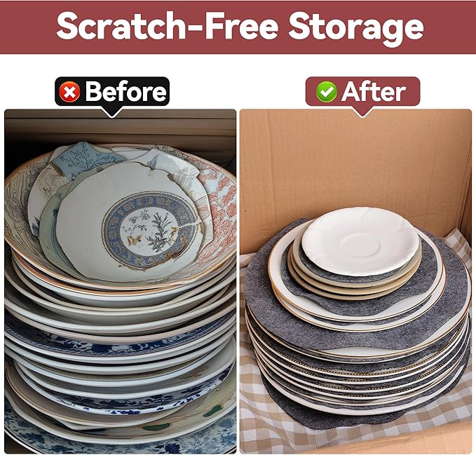Imncya Plate China Storage Separators, Set of 90 and 3 Sizes, Protective Stacking Separators for Fine China, Dinner Plates, Cups & Saucers (Grey)